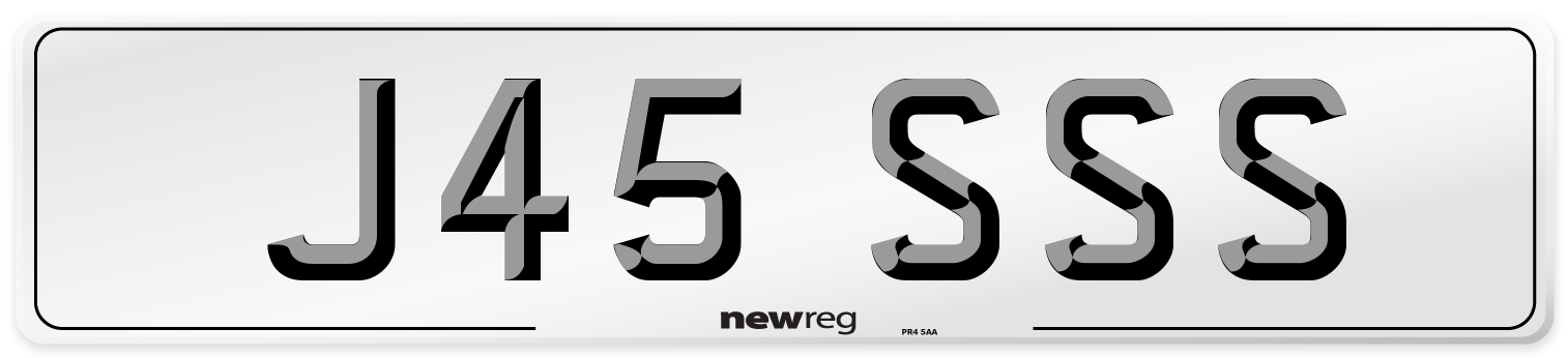 J45 SSS Number Plate from New Reg